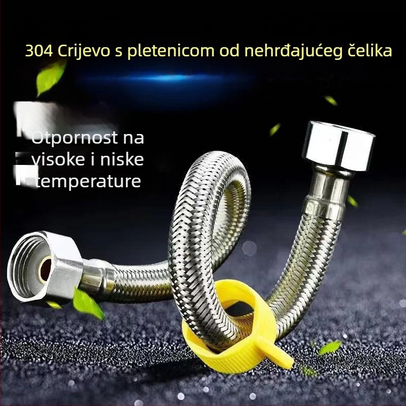 304 nehrđajući čelični opleteni crijevo za dovod vode u WC i bojler, visok tlak, navojni spoj