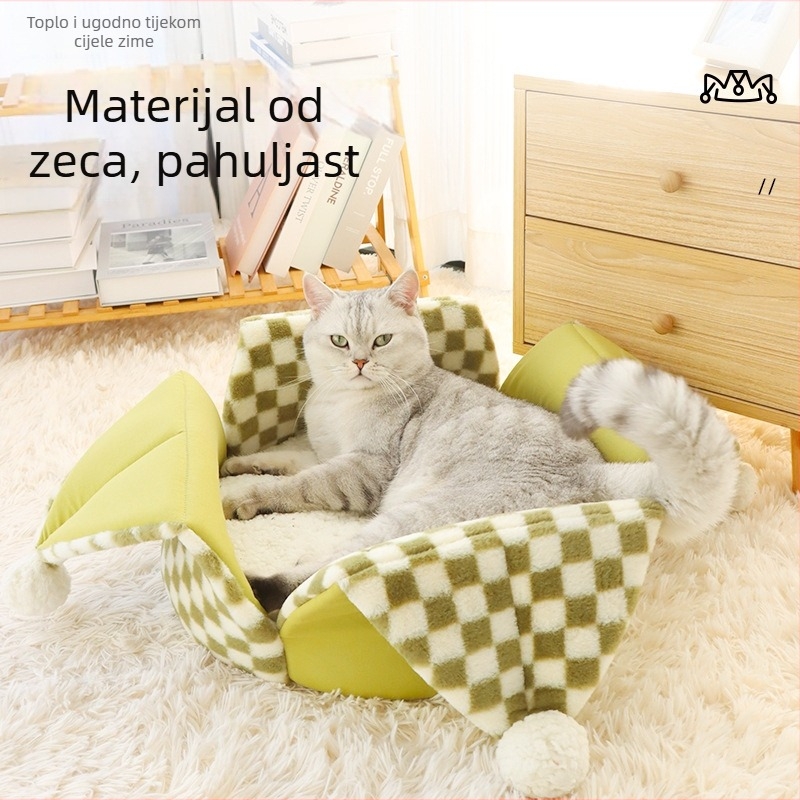 Mačje gnijezdo - Materijali: kuniće krzno, platno, jagnjeća vuna; Brand: Le youpai; Kategorija: gnijezdo za kućne ljubimce