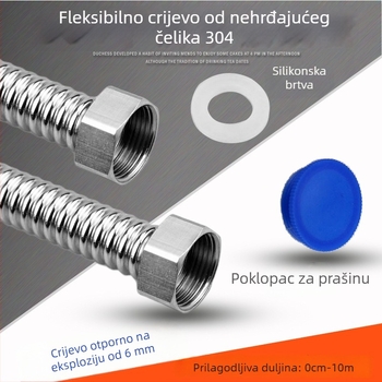 304 nehrđajući čelik korugirano crijevo DN20 za ulaz hladne i tople vode, metalna fleksibilna cijev za bojler, visok tlak, otporna na eksploziju
