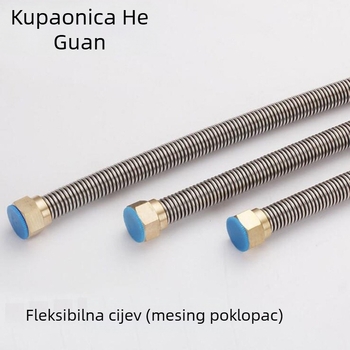 Nehrđajući čelični gofrirani vodni ulazni cjevovod za WC i bojler, navojni priključak, model Copper head corrugated pipe, nominalni tlak 0.8–1.2 MPa, 0–90°C, Crane Crown