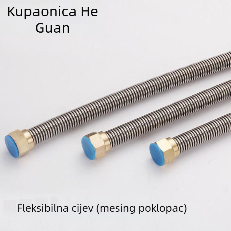 Nehrđajući čelični gofrirani vodni ulazni cjevovod za WC i bojler, navojni priključak, model Copper head corrugated pipe, nominalni tlak 0.8–1.2 MPa, 0–90°C, Crane Crown