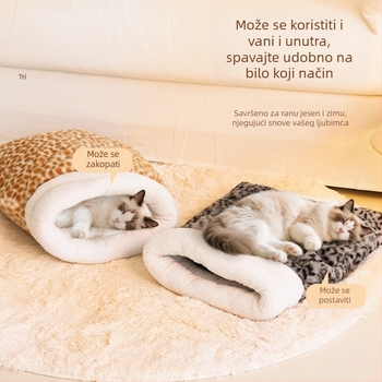 Mačje gnijezdo – plišani spavaći vreć, Riley Cat, za sve sezone, unutarnja uporaba, održava toplinu