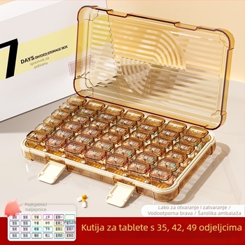 Kutija za tablete s 35/42/49 pretinaca, zatvorena, kapacitet 1 L, materijal PP/ABS/silikon.