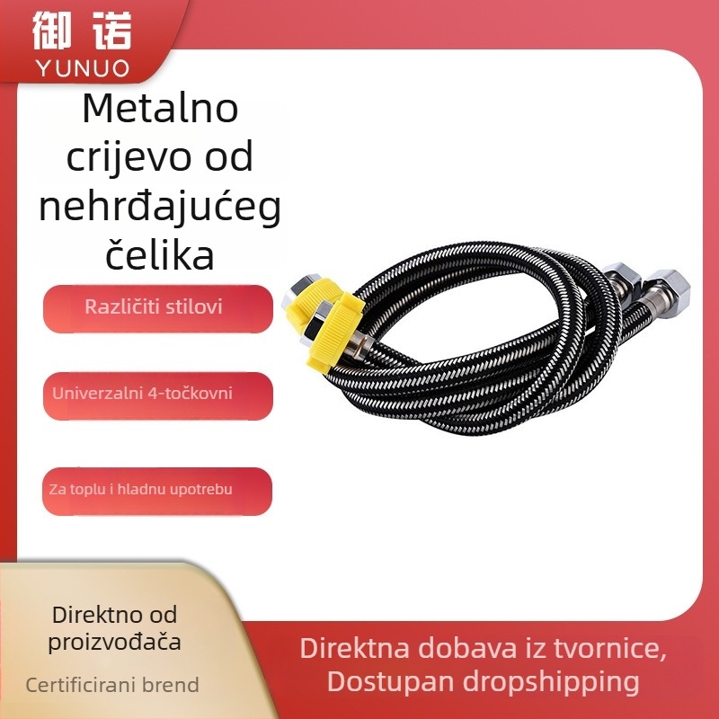 304 nehrđajući čelik opleteni metalni crijevo za slavinu i bojler — navoje spoj, 1.0 MPa, 15–90°C