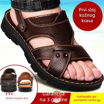 Muške kožne sandale s masažnim uloškom i platformom