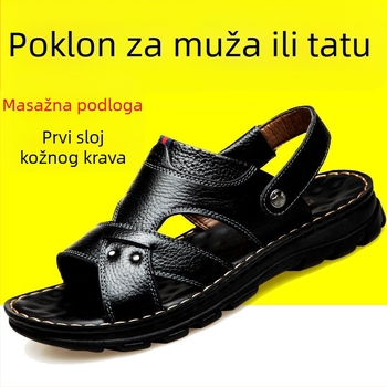 Muške kožne sandale s masažnim uloškom i platformom