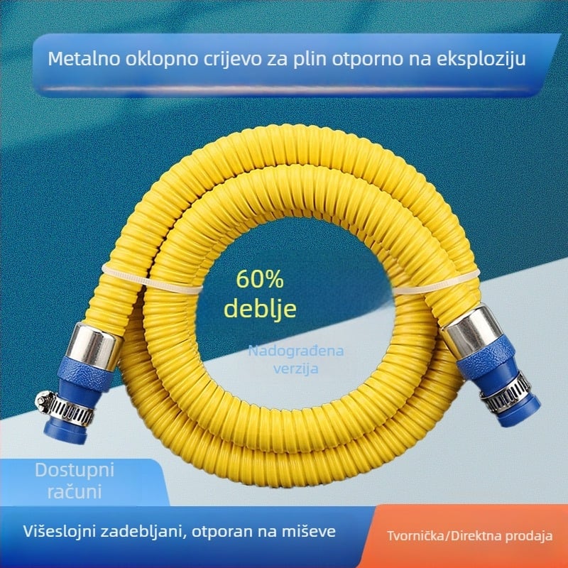 Metalni spoj za kućne plinske vodove za prirodni plin i LPG, spoj s plinskim bojlerom i štednjakom, otporan na ugriz štakora