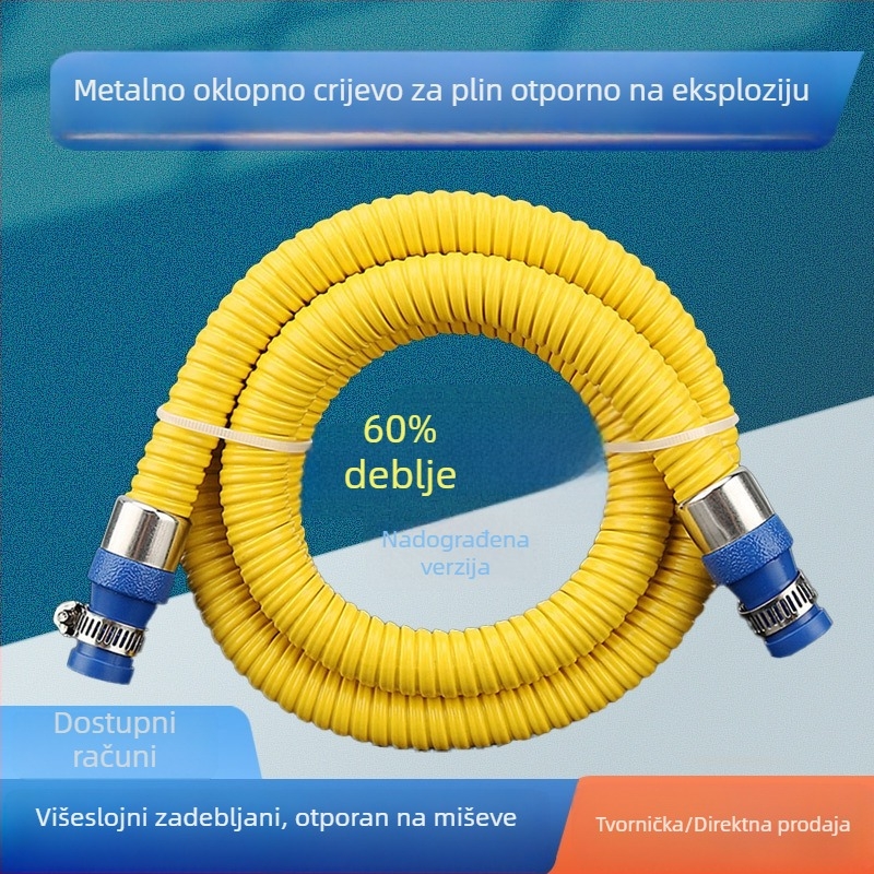 Metalni spoj za kućne plinske vodove za prirodni plin i LPG, spoj s plinskim bojlerom i štednjakom, otporan na ugriz štakora
