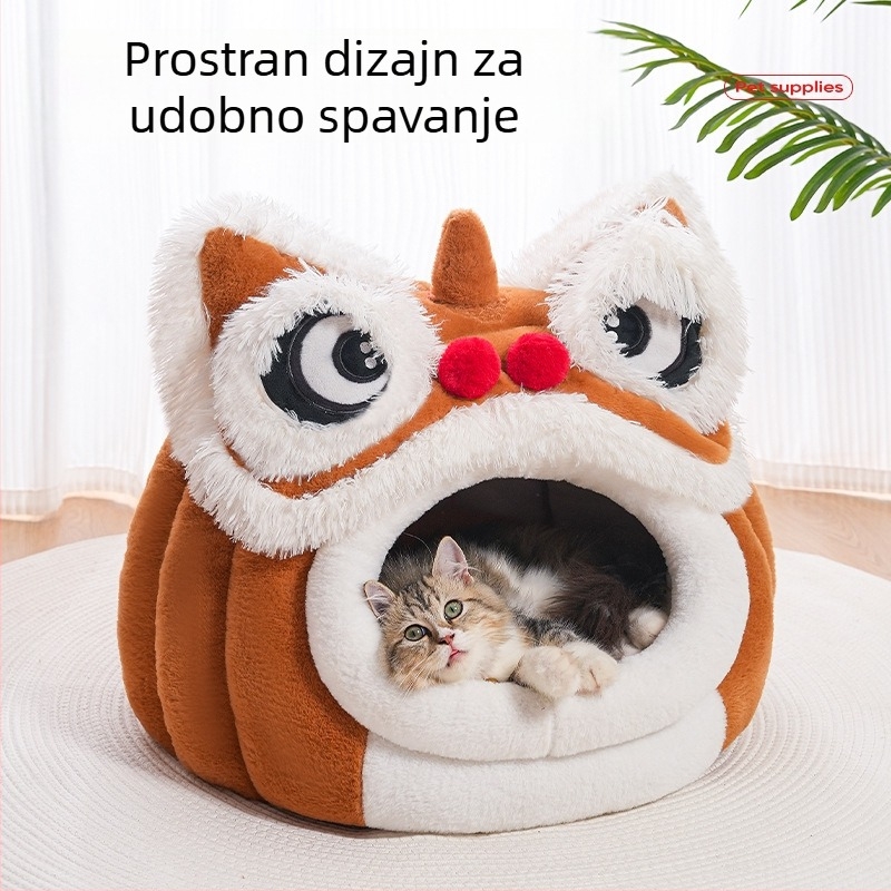 Nova poluzatvorena kućica za mačke i pse, topla, meka i udobna za sve sezone