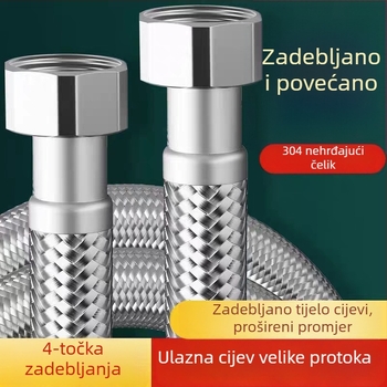 Vodni crijevo od 304 nehrđajućeg čelika, visok tlak 1,6 MPa, 0–100°C, sa navojem, RG-08