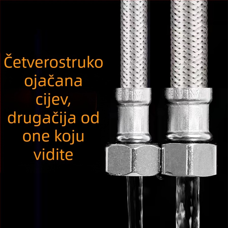 Vodni crijevo od 304 nehrđajućeg čelika, visok tlak 1,6 MPa, 0–100°C, sa navojem, RG-08
