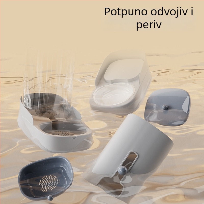 Automatski hranilnik za mačke i pse s otpornim spremnikom hrane i posudom za vodu velike kapacitete