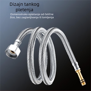 Kuhinjski slavina za drez, ulaz topla/hladna voda, 1/2 in, opleteni metalni fleksibilni crijevo od 304 nehrđajućeg čelika, model Hx-6182 (Materijal: nehrđajući čelik; Nazivni tlak: 1,6 MPa; Radna temperatura: 0–99°C; Ugradnja: ručna)
