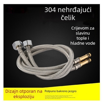 Omotana cijev od nehrđajućeg čelika 304, opletena, za toplu i hladnu vodu kuhinjskog sudopera