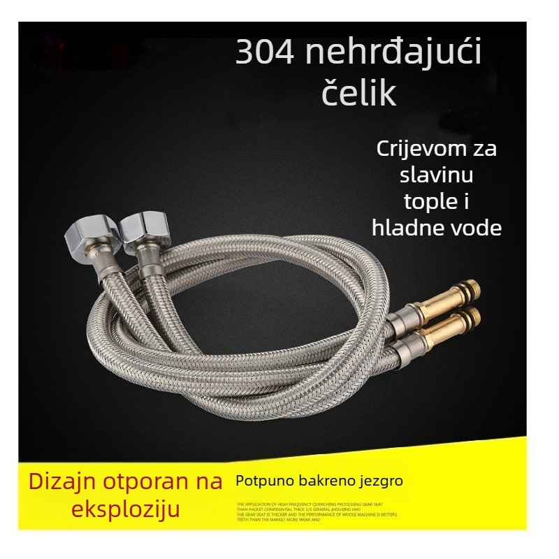 Omotana cijev od nehrđajućeg čelika 304, opletena, za toplu i hladnu vodu kuhinjskog sudopera