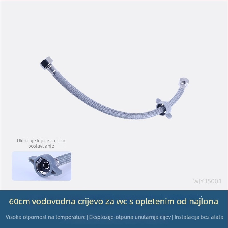 Wjy35001 Najlon-čelično ojačana fleksibilna cijev za dovod hladne vode na WC, rotacijsko spoj, 1–90°C, 10 bar