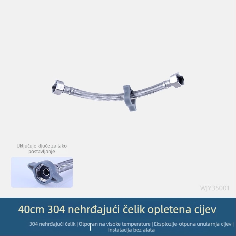 Wjy35001 Najlon-čelično ojačana fleksibilna cijev za dovod hladne vode na WC, rotacijsko spoj, 1–90°C, 10 bar