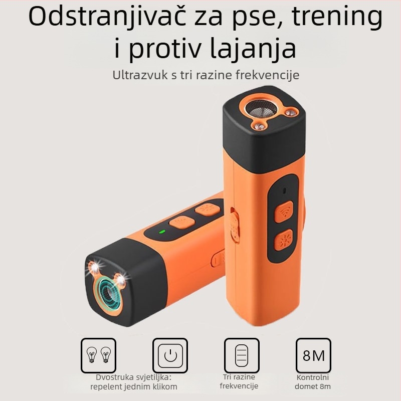 Ultrazvučni uređaj za obuku pasa, 3-stupanjski promjenjivi frekvencijski način, visoka snaga, plastično kućište, univerzalna upotreba