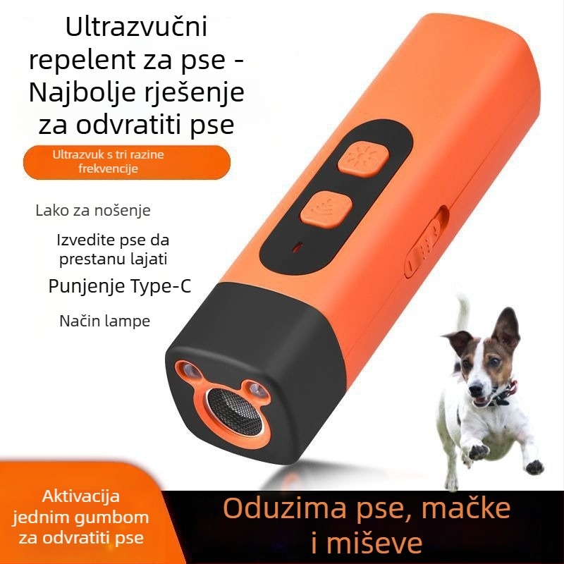 Ultrazvučni uređaj za obuku pasa, 3-stupanjski promjenjivi frekvencijski način, visoka snaga, plastično kućište, univerzalna upotreba