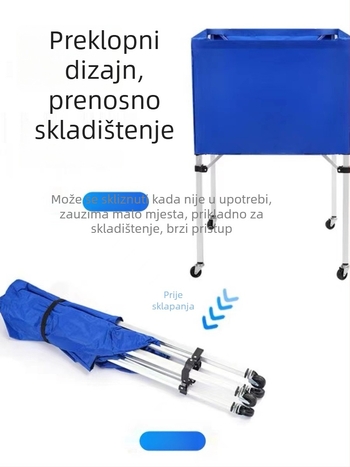 Kolica za lopte za nogomet, košarku i odbojku — prijenosna, sklopiva, vodootporna; čelična konstrukcija; težina 4,2 kg; brend Create a leap