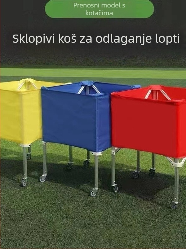 Kolica za lopte za nogomet, košarku i odbojku — prijenosna, sklopiva, vodootporna; čelična konstrukcija; težina 4,2 kg; brend Create a leap