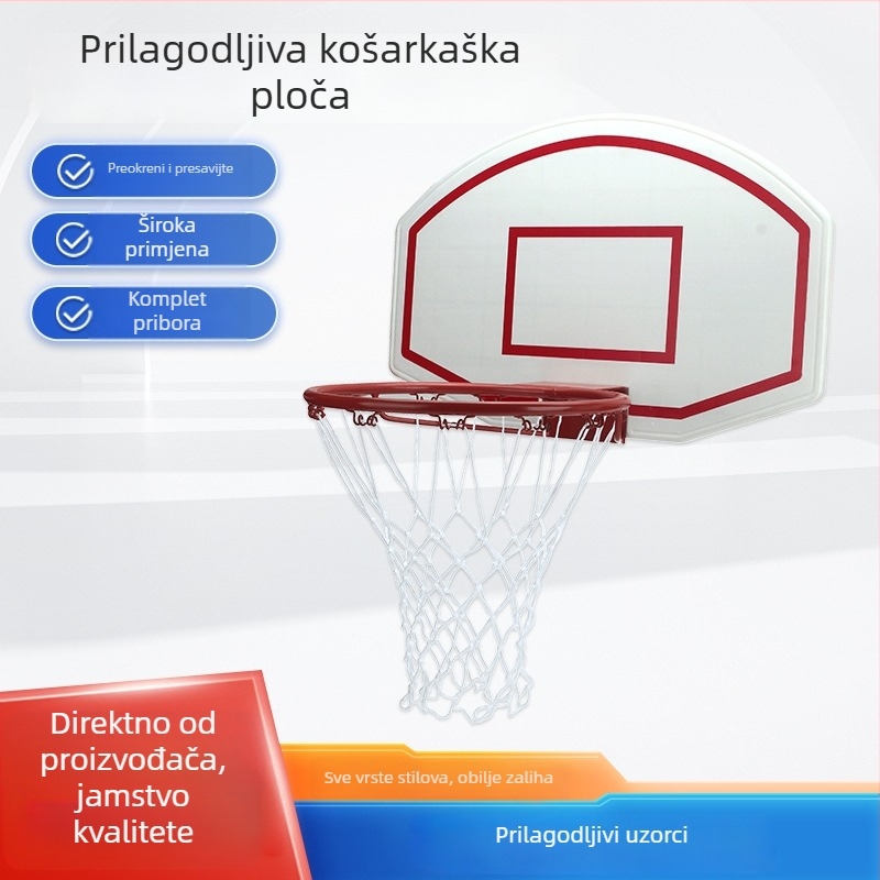 PET košarkaška pločica na zid – unutarnja/vanjska upotreba (prilagodljiva obrada; pogodna za trening košarke odraslih i djece)