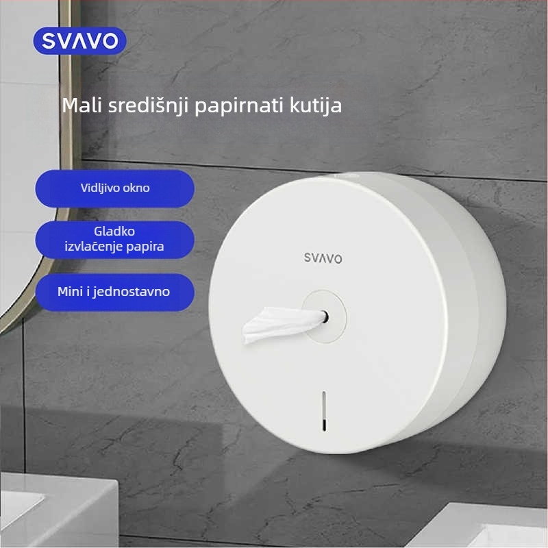 Zidna kutija za papirnate ručnike – ABS, Model V-TH10/V-TH12, Samolijepljiva ugradnja, Vodootporna i višestruka namjena (za papir u rolni)