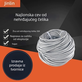 Kapilarna pletena cijev za kućnu upotrebu – materijal: 304 nehrđajući čelik; model: kapilarna cijev; nominalni tlak: 0.8 MPa; radna temperatura: 0–90°C; montaža: fiksna