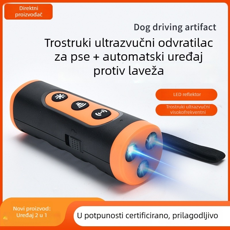 Ultrazvučni odgajivač psa i uređaj za obuku, trostruka bljesak, protiv lave, vanjska upotreba, plastično kućište, branda Pabi