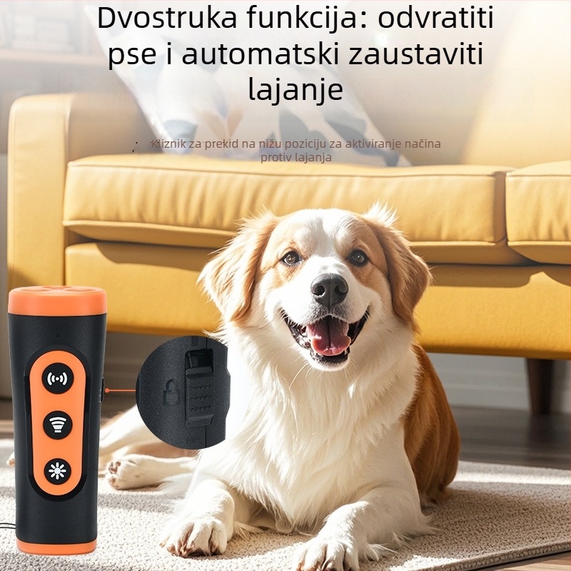 Ultrazvučni odgajivač psa i uređaj za obuku, trostruka bljesak, protiv lave, vanjska upotreba, plastično kućište, branda Pabi