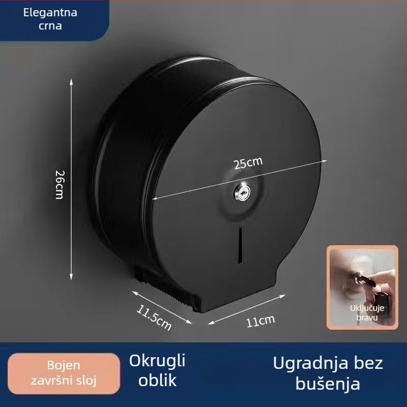 Zidni spremnik za papir od nehrđajućeg čelika; vodootporan i višenamjenski; pogodan za kupaonice i javne toalete; kompatibilan s odvojivim papirnim ručnicima.