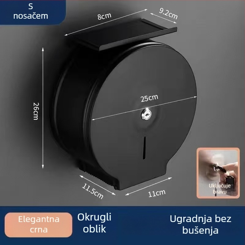 Zidni spremnik za papir od nehrđajućeg čelika; vodootporan i višenamjenski; pogodan za kupaonice i javne toalete; kompatibilan s odvojivim papirnim ručnicima.