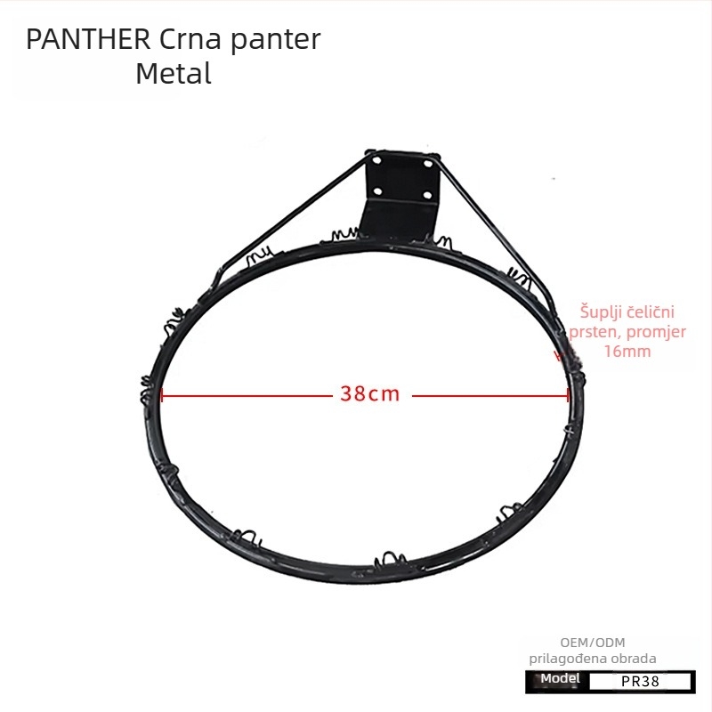 Koš za košarku s šupljim čeličnim obručem; Panther marka; Materijali: najlon, PVC, čelik; Mogućnost prilagođavanja; Namijenjeno za košarkaške vježbe i opremu za zabavu na događajima.