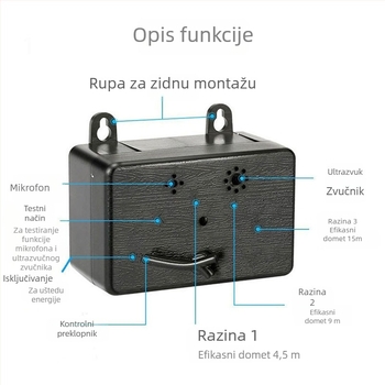 Prijenosni ultrazvučni uređaj za zaustavljanje lajat psa, vanjska uporaba, trening pasa, automatska regulacija frekvencije, ABS kućište