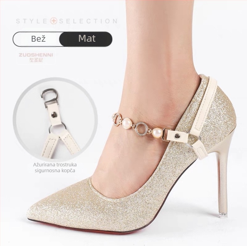 Pearl Series Spona za kaiše za visokim petama, Jiaojianer, širina 1 cm, kompatibilna sa svim duljinama vezica, za tenisice, kožne cipele i sandale