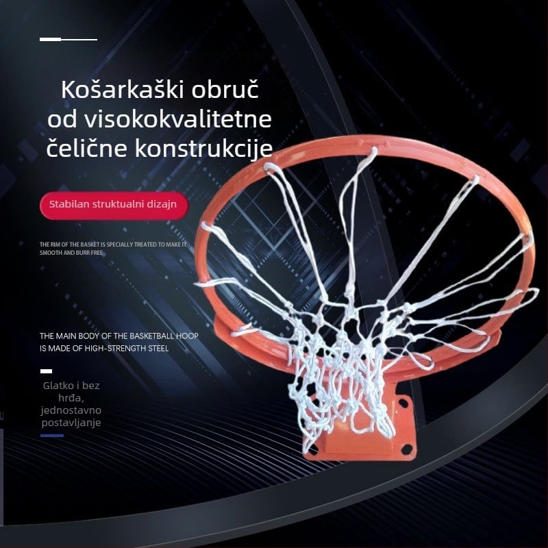 Vanjski standardni koš za košarku s dvostrukim oprugom, zidni montažni, čelična konstrukcija, 8 kg