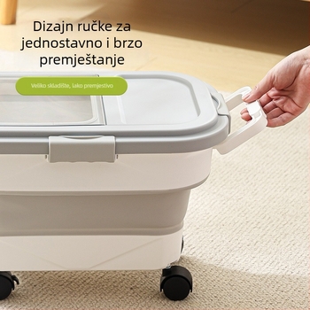 Sklopivi spremnik za hranu kućnih ljubimaca s čvrstim, vodootpornim poklopcem, kapacitet 10 L, plast PP, moderni minimalistički dizajn
