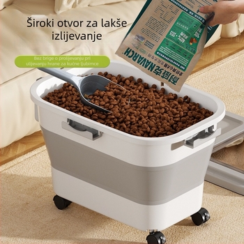 Sklopivi spremnik za hranu kućnih ljubimaca s čvrstim, vodootpornim poklopcem, kapacitet 10 L, plast PP, moderni minimalistički dizajn
