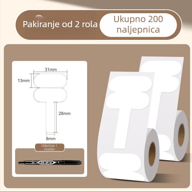 Vodootporna etiketa za kabel, samoljepljivi kraft papir, za ručno označavanje kablova, 100 etiketa