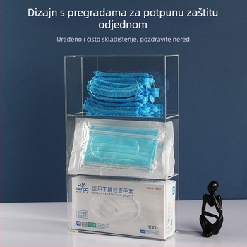 Akrilna zidna kutija za pohranu maski i rukavica — 1 L kapaciteta, organizira maske, rukavice, šešire i navlake za cipele