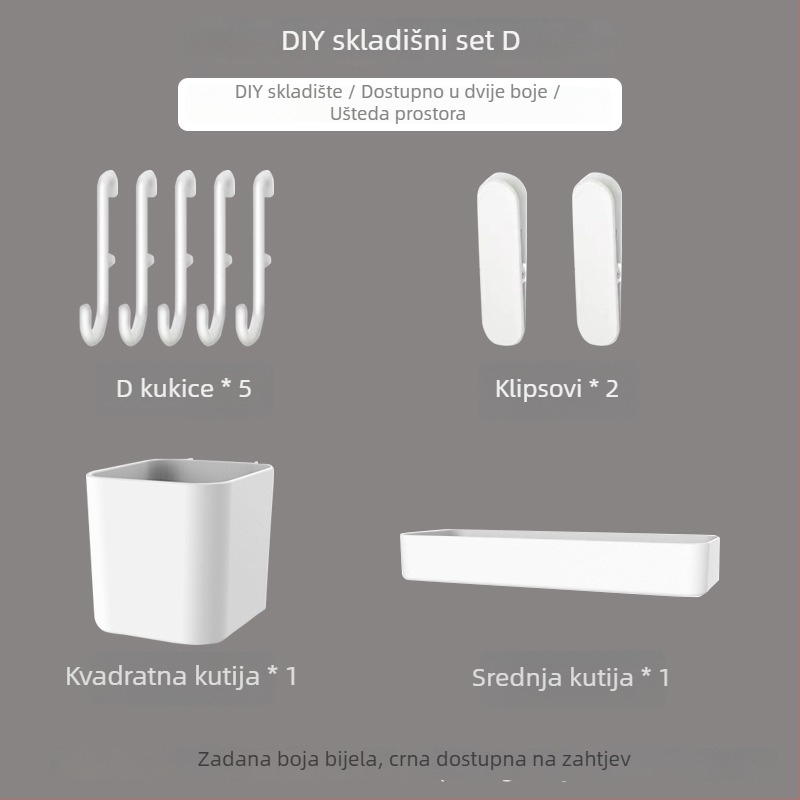 Pegboard set za zid bez bušenja — pričvršćivanje prisisnom na zid, plastika, jednostavan i moderan stil, japanski DIY inspiriran, 1 razina, za skladištenje u dnevnoj sobi