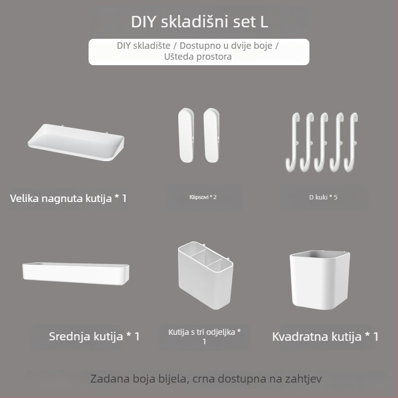 Pegboard set za zid bez bušenja — pričvršćivanje prisisnom na zid, plastika, jednostavan i moderan stil, japanski DIY inspiriran, 1 razina, za skladištenje u dnevnoj sobi