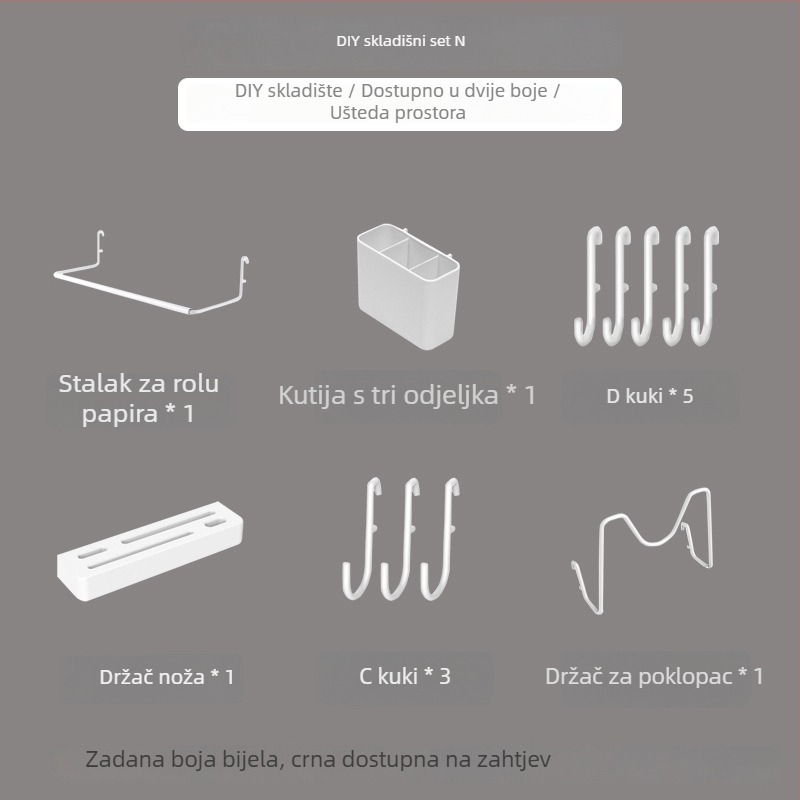 Pegboard set za zid bez bušenja — pričvršćivanje prisisnom na zid, plastika, jednostavan i moderan stil, japanski DIY inspiriran, 1 razina, za skladištenje u dnevnoj sobi