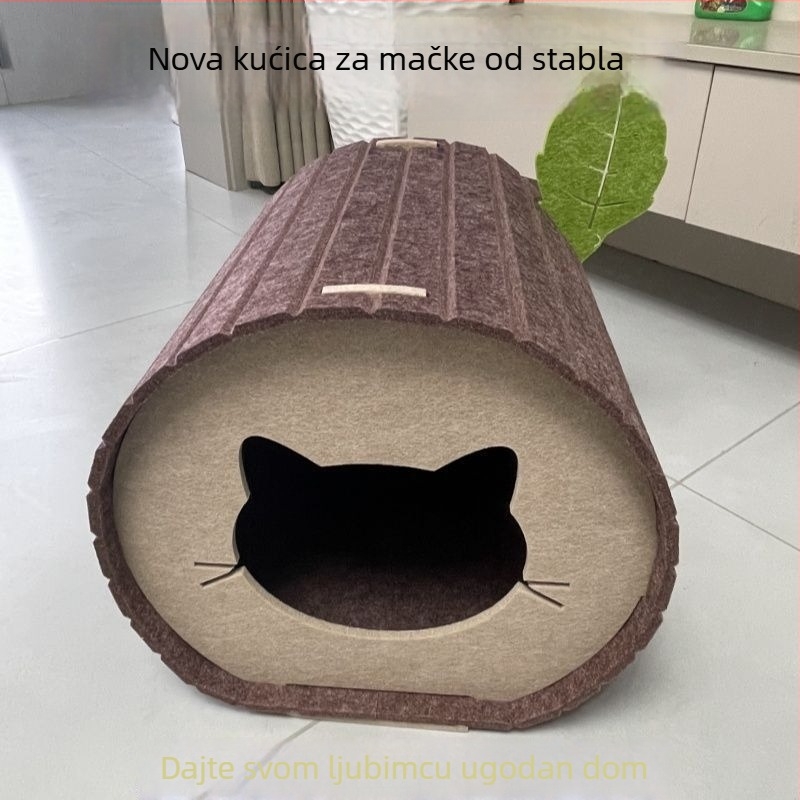 Mačje gnijezdo i tunel — od filca, sklopno, poluotvoren sklonište za mačke, gnijezda i kućice za kućne ljubimce