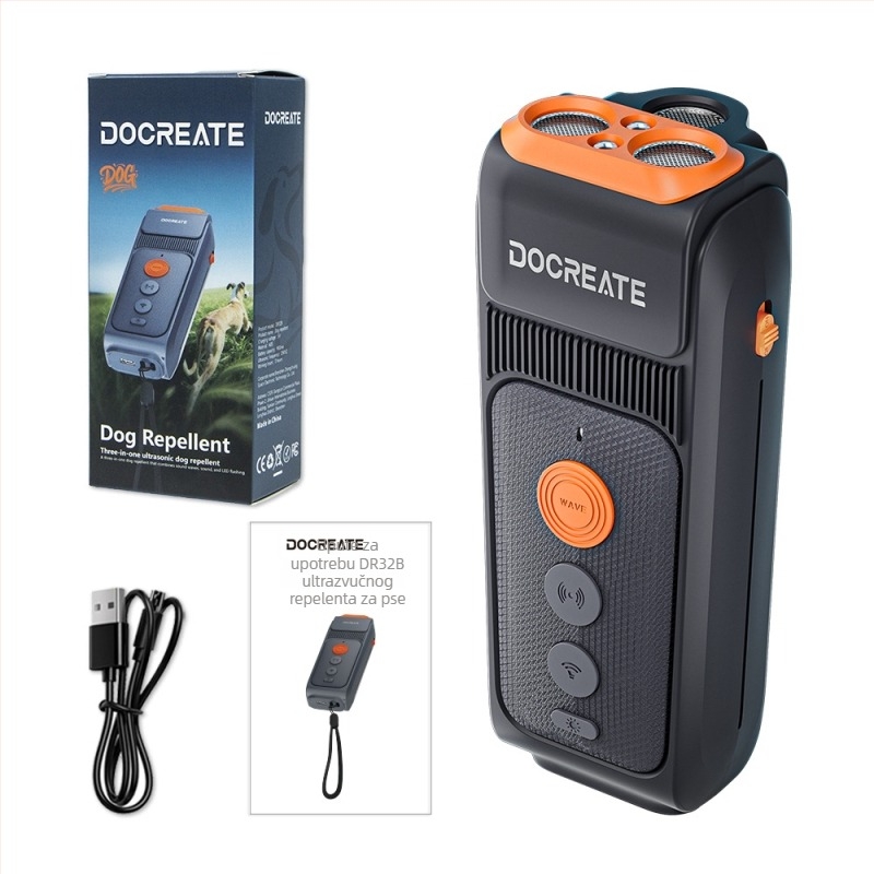 Ultrazvučni uređaj za trening pasa s tri glave, svjetiljka, visoka snaga, protiv lajanja