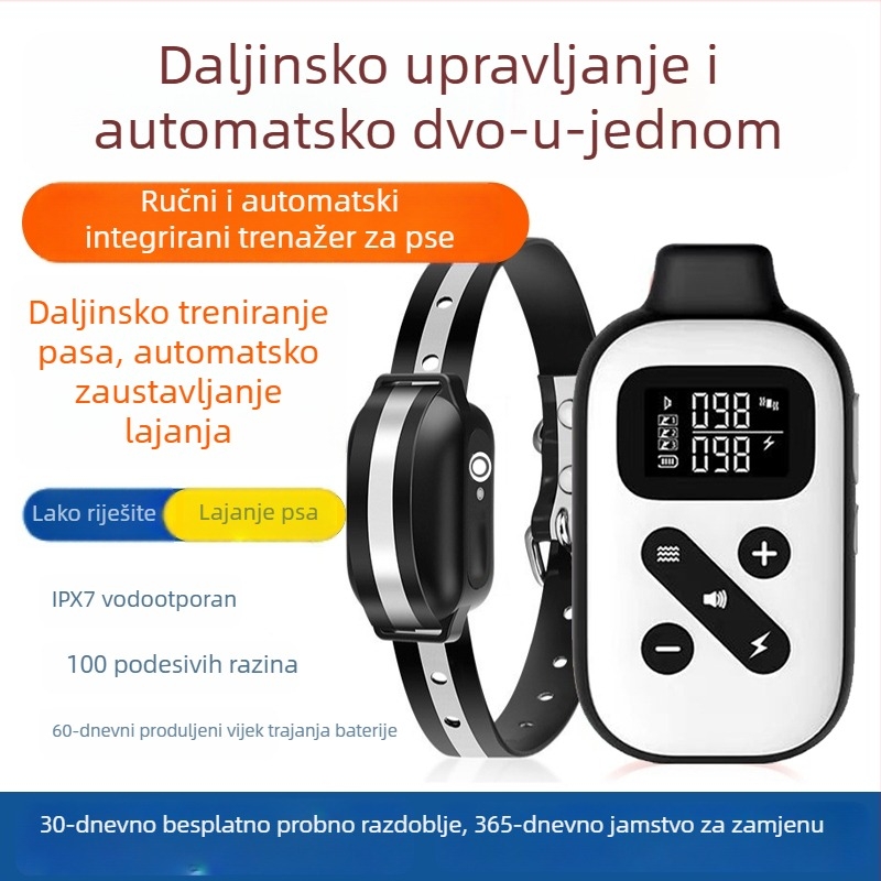 Daljinski trening za pse – dva u jedan: sprečavanje laje i elektrošok ogrlica, ABS materijal