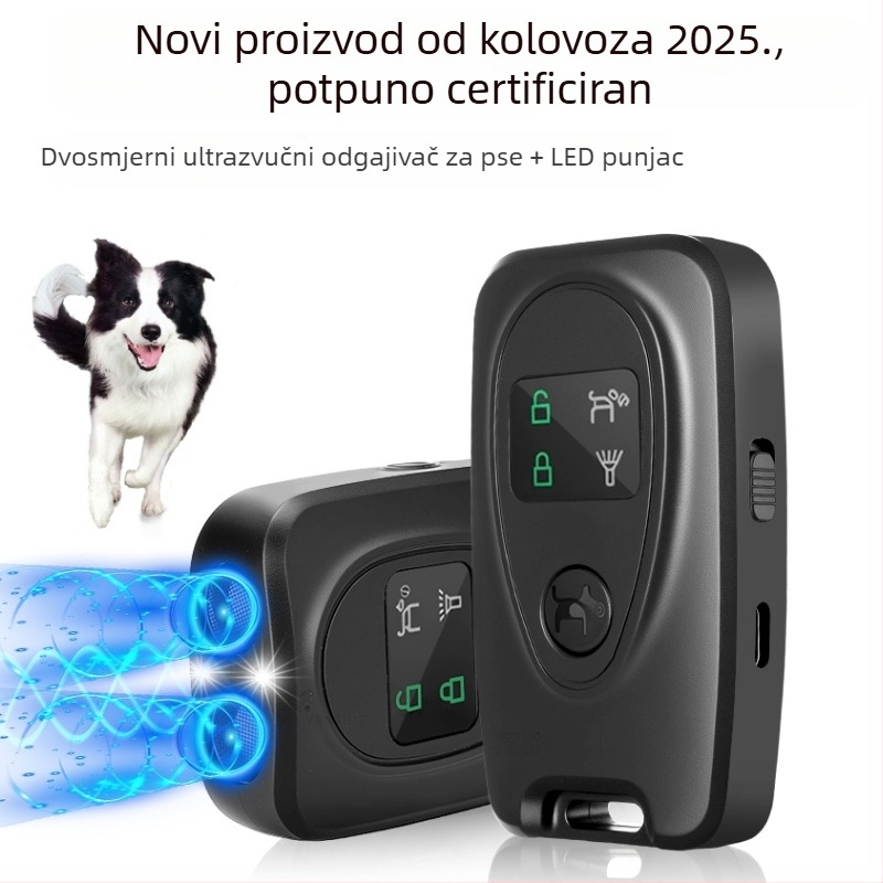 Dvostruki ultrazvučni repelent za pse, uređaj protiv laje, vanjski odvraćivač za pse s lampom (ABS, marka Bin can, za pse, bez uvoza)