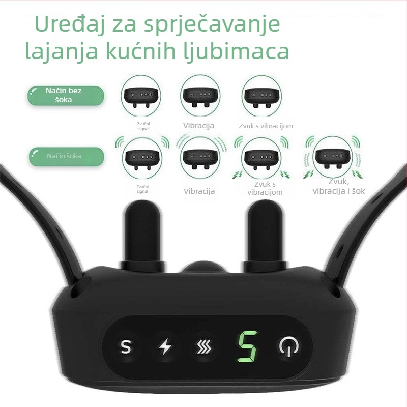 Vodootporna ogrlica protiv lajanja za manje pse, s vibracijom i električnom stimulacijom, prilagodljivi pametni uređaj