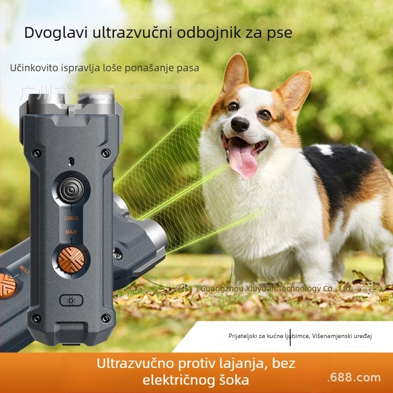 Dvoglavi ultrazvučni trening uređaj za pse, prijenosni, punjivi, DR05