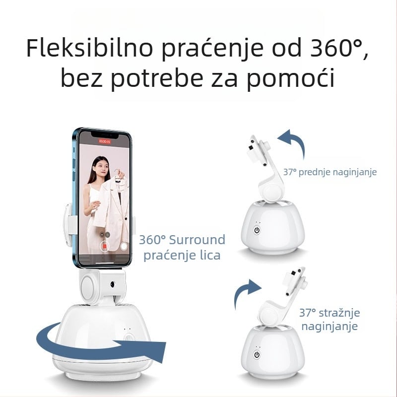 Stabilizator gimbala za pametni telefon s prepoznavanjem lica, protiv tresenja, rasvjeta, Bluetooth daljinski upravljač, selfie štapić